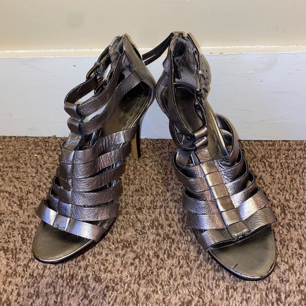 silver high heels!
